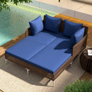 Outdoor Rattan Double Daybed Wicker Chaise Lounge