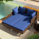 Outdoor Rattan Double Daybed Wicker Chaise Lounge by LJGDeals