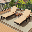 Outdoor Reclining Lounger Chair with 4-Level Adjustable Backrest-Beige by LJGDeals