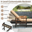 Outdoor Reclining Lounger Chair with 4-Level Adjustable Backrest-Beige by LJGDeals