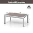 Outdoor Rectangle Coffee Table with Tempered Glass Tabletop for Backyard Poolside-Gray by DirectDeals