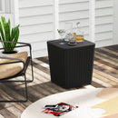 Outdoor Resin Storage Side Table with Removable Lid and Wicker-woven Accent by LJGDeals