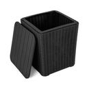Outdoor Resin Storage Side Table with Removable Lid and Wicker-woven Accent by LJGDeals