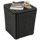 Outdoor Resin Storage Side Table with Removable Lid and Wicker-woven Accent by LJGDeals