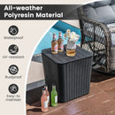 Outdoor Resin Storage Side Table with Removable Lid and Wicker-woven Accent by LJGDeals