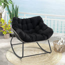 Outdoor Rocking Chair Oversized Patio PE Wicker Egg Chair with Cushion by DirectDeals