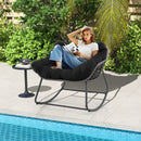 Outdoor Rocking Chair Oversized Patio PE Wicker Egg Chair with Cushion by DirectDeals