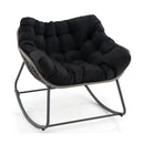 Outdoor Rocking Chair Oversized Patio PE Wicker Egg Chair with Cushion by LJGDeals