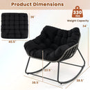 Outdoor Rocking Chair Oversized Patio PE Wicker Egg Chair with Cushion by DirectDeals