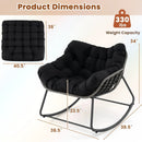 Outdoor Rocking Chair Oversized Patio PE Wicker Egg Chair with Cushion by LJGDeals
