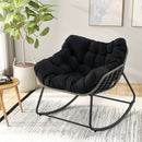Outdoor Rocking Chair Oversized Patio PE Wicker Egg Chair with Cushion by DirectDeals