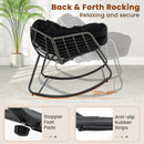 Outdoor Rocking Chair Oversized Patio PE Wicker Egg Chair with Cushion by DirectDeals