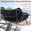 Outdoor Rocking Chair Oversized Patio PE Wicker Egg Chair with Cushion by DirectDeals