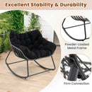 Outdoor Rocking Chair Oversized Patio PE Wicker Egg Chair with Cushion by LJGDeals