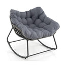 Outdoor Rocking Chair Oversized Patio PE Wicker Egg Chair with Cushion by LJGDeals