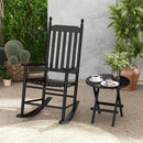 High-Back Acacia Wood Outdoor Rocking Chair with Solid Rocking Base by LJGDeals