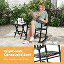 High-Back Acacia Wood Outdoor Rocking Chair with Solid Rocking Base-Black