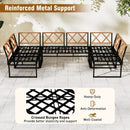 6 Piece Outdoor Sectional Sofa Set Metal Conversation Set with Cushions-Beige by LJGDeals