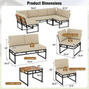 6 Piece Outdoor Sectional Sofa Set Metal Conversation Set with Cushions-Beige by LJGDeals