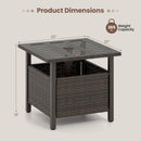 Outdoor Side Table All-Weather PE Wicker Patio Table with Umbrella Hole-Brown by LJGDeals
