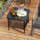 Outdoor Side Table with Umbrella Hole and Storage Shelf by LJGDeals