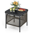Outdoor Side Table with Umbrella Hole and Storage Shelf by LJGDeals