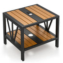 Outdoor Side Table with Umbrella Hole and Storage Shelf for Porch by LJGDeals
