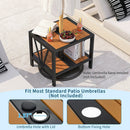 Outdoor Side Table with Umbrella Hole and Storage Shelf for Porch by LJGDeals