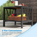 Outdoor Side Table with Umbrella Hole and Storage Shelf for Porch by LJGDeals