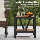 Outdoor Side Table with Umbrella Hole and Storage Shelf for Porch by LJGDeals