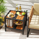 Outdoor Side Table with Umbrella Hole and Storage Shelf for Porch by LJGDeals