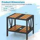 Outdoor Side Table with Umbrella Hole and Storage Shelf for Porch by LJGDeals