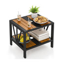 Outdoor Side Table with Umbrella Hole and Storage Shelf for Porch by LJGDeals