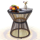 Outdoor Side Table with LED Warm Light and Tempered Glass Top by LJGDeals