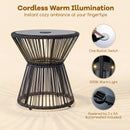 Outdoor Side Table with LED Warm Light and Tempered Glass Top by LJGDeals