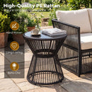Outdoor Side Table with LED Warm Light and Tempered Glass Top by LJGDeals