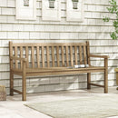 62 Inch Outdoor Teak Wood Bench with Backrest for Yard by LJGDeals