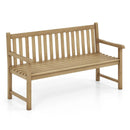 62 Inch Outdoor Teak Wood Bench with Backrest for Yard by LJGDeals