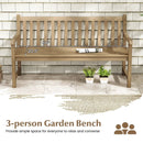 62 Inch Outdoor Teak Wood Bench with Backrest for Yard by LJGDeals