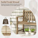 62 Inch Outdoor Teak Wood Bench with Backrest for Yard by LJGDeals