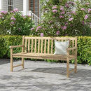62 Inch Outdoor Teak Wood Bench with Backrest for Yard by LJGDeals