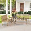 62 Inch Outdoor Teak Wood Bench with Backrest for Yard by LJGDeals