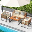 4 Pieces Acacia Wood Outdoor Sofa Set for Balcony Porch Backyard Poolside by LJGDeals