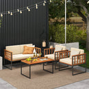 4 Pieces Acacia Wood Outdoor Sofa Set for Balcony Porch Backyard Poolside by DirectDeals