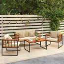 4 Pieces Acacia Wood Outdoor Sofa Set for Balcony Porch Backyard Poolside by LJGDeals