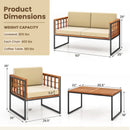 4 Pieces Acacia Wood Outdoor Sofa Set for Balcony Porch Backyard Poolside by LJGDeals