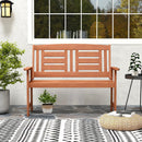 Outdoor Solid Wood Loveseat Hardwood 2-Seat Bench with Inclined Backrest and Slatted Seat by LJGDeals