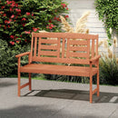 Outdoor Solid Wood Loveseat Hardwood 2-Seat Bench with Inclined Backrest and Slatted Seat by LJGDeals