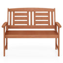 Outdoor Solid Wood Loveseat Hardwood 2-Seat Bench with Inclined Backrest and Slatted Seat by LJGDeals