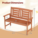 Outdoor Solid Wood Loveseat Hardwood 2-Seat Bench with Inclined Backrest and Slatted Seat by LJGDeals